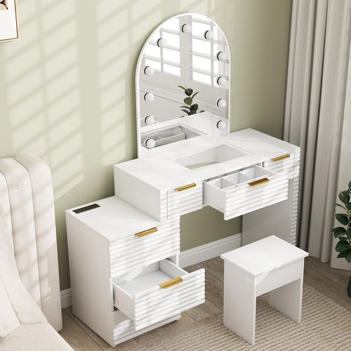 Makeup vanity desk with mirror - with,